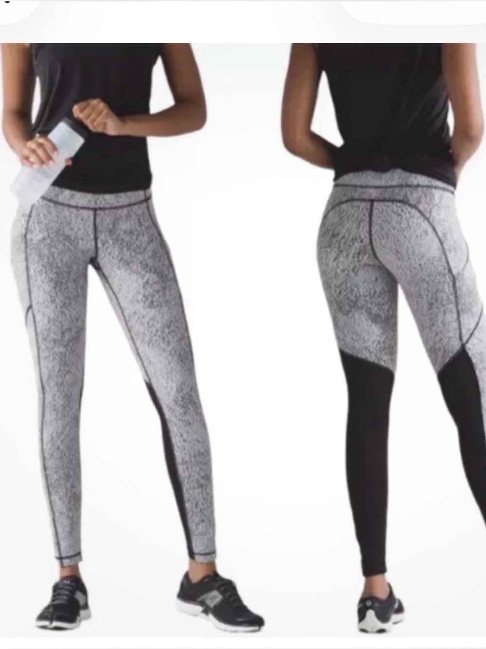 Lululemon Speed Tight V Power Luxtreme Spray Jacquard White Black Size 8